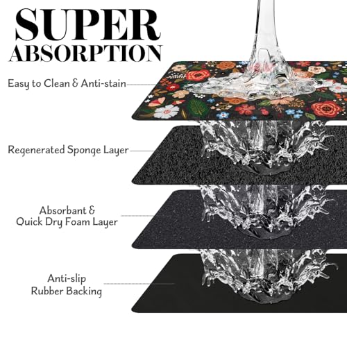 Pet Dog Food Mats for Floors (Black / 32"L x 24"W)