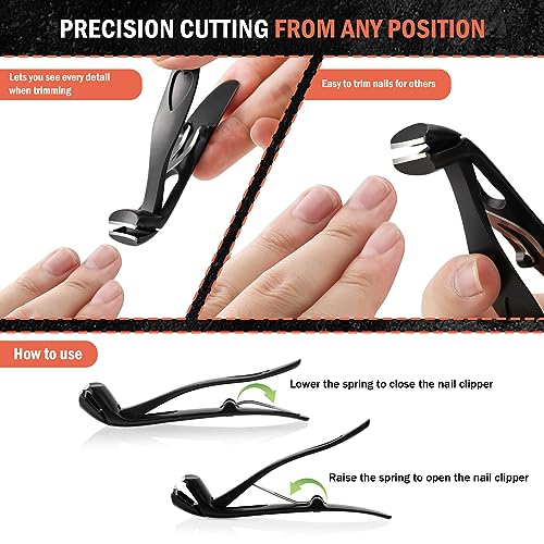 Angled Head Toe Nail Clippers for Seniors for Thick Nails (Sand Black / Small)
