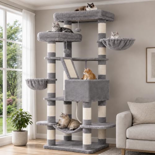 Cat Tree 68 inch Multi (Light Gray / 68 inch)