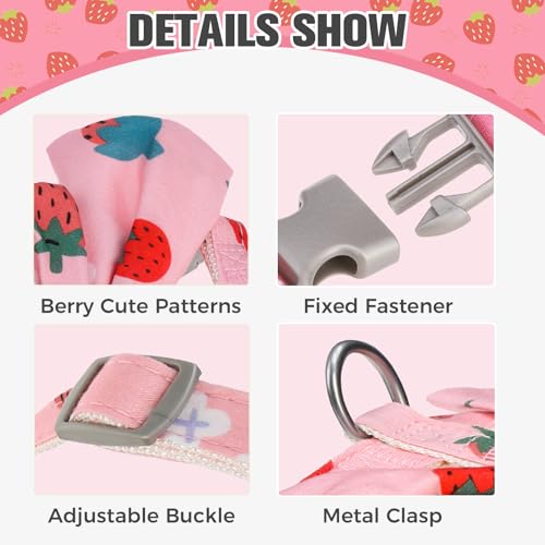 Cat Harness and Leash Set Escape Proof with Bow Knot (Pink Strawberry)