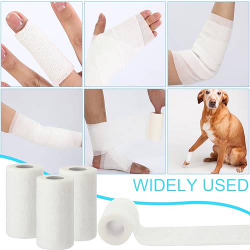 36 Pcs Self Adherent Bandage 4" X 5 Yard Wrap Breathable (White / 4" X 5 Yard)