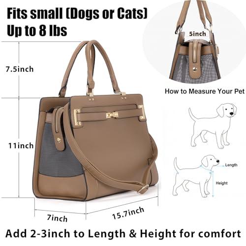 Fashion Pet Carrier Dog Cat Carrier Purse Soft (Khaki)