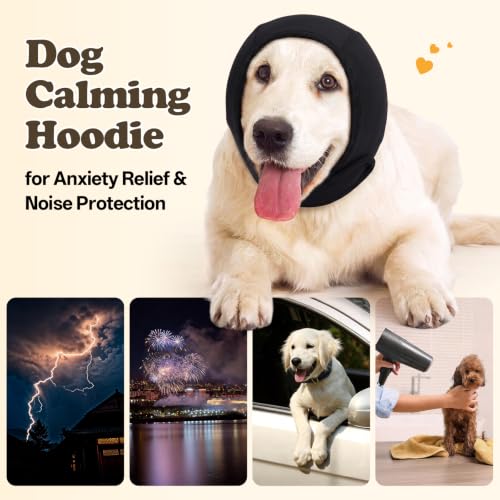 Dog Ear Wrap for Fireworks Storm Noise Blocking Ear Care Black L (Black / L)