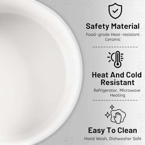 Ceramic Dog Bowls Replacement Set of 2 (White Replacement Bowl / 7.6 Cups | 2 Pack | For Large Dogs)