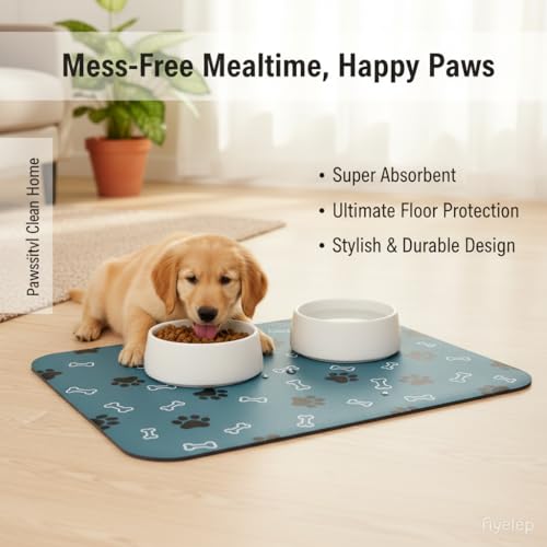 Pet Cat Dog Food Mat Non Slip Mat for Dog Water Bowl Mat Quick Dry Absorbent Cat Feeding Mat