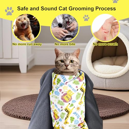 Cat Wrap for Cutting Nails and Grooming (Giraffe Lion Style)
