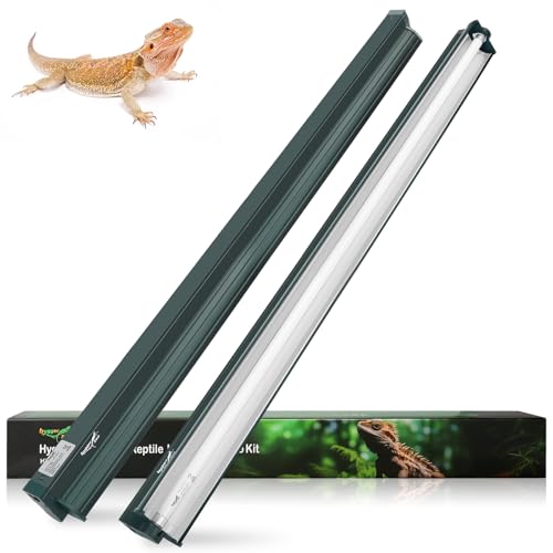 T5 Reptile Light Fixture Green Combo Kit 39W Light Fixture Reptile Terrarium Hood 10.0 UVB Light Bulb Fluorescent Tube Ideal for Tropical and Deserts Such as Bearded Dragon Lizards and Tortoises (39W-Green / 39W 34.5IN Green)