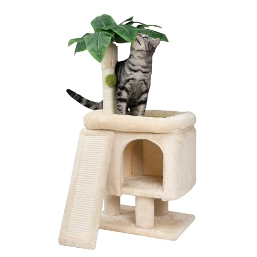 Palm Cat Tree Tower for Indoor Cats with Cozy Cat Condo (33 in Palm Cat Tree)