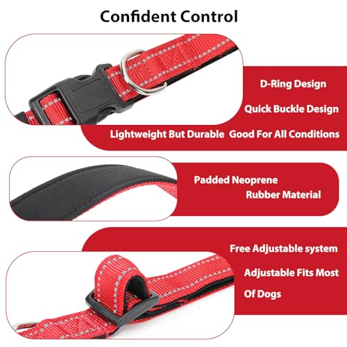 Reflective Dog Collar (Red / XS:width 5/8"neck 8-10.5")