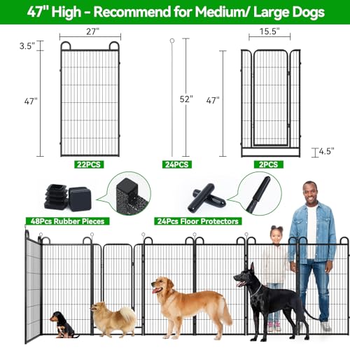 Dog Playpen Outdoor 24 Piece Panels Heavy Duty Dog Fence 47" (27"W x 47"H)
