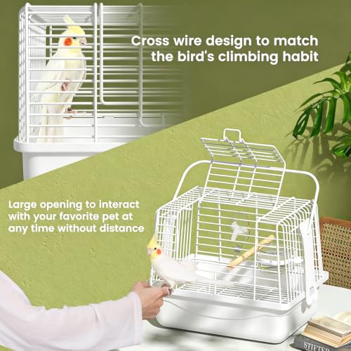 Small Bird Cage (White / 10.2"L x 7.9"W x 6.7"H)