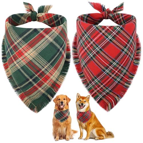 Dog Christmas Bandana with Tassels Edges (X-Large / Christmas)