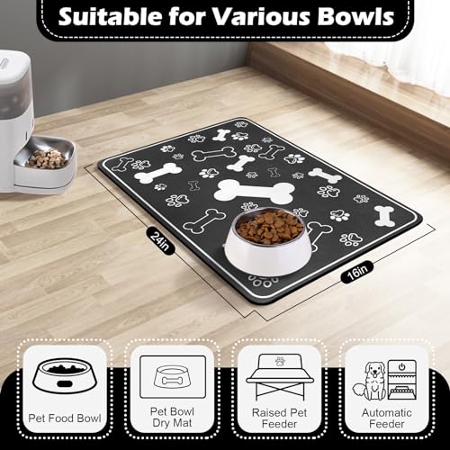 Pet Feeding Mat (24"L x 16"W / Square Black)