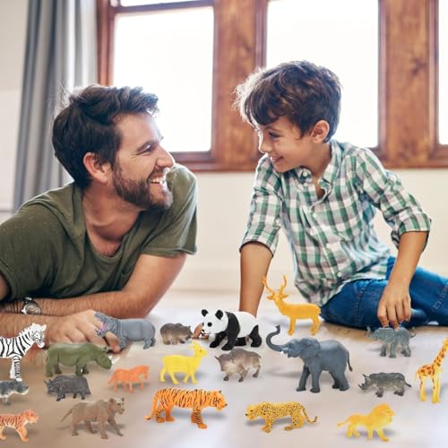 24Pcs Safari & Zoo Animals Figures (Safari Animals Figures)