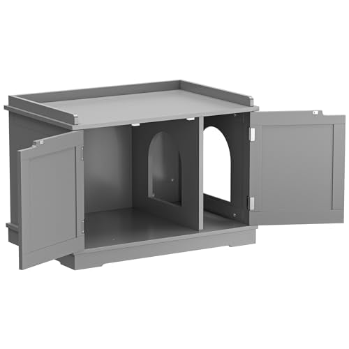 Cat Litter Box Enclosure Cabinet (Gray)