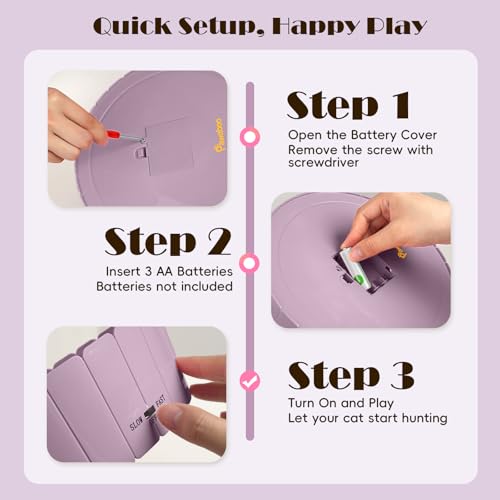 Interactive Cat Toy with Running Mouse (P-Purple)