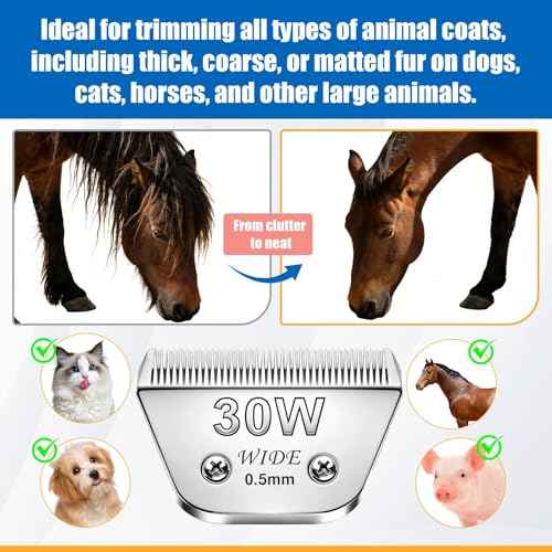 30W Wide Blade Dog Clipper Blades for Andis (Silver/30W-2Pack)