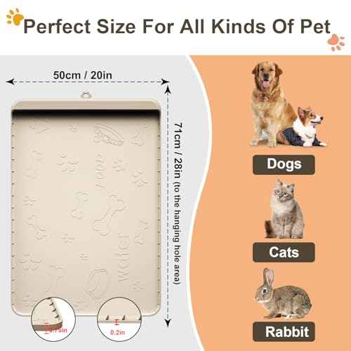 Dog Food and Water Mat 28x20 Inch Sand Color (Sand / 28"L x 20"W)