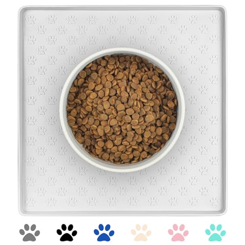 Pet Placemat for Dog and Cat (11.8"L x 11.8"W / White)