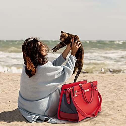 Fashion Pet Carrier Dog Cat Carrier Purse Soft (Red)