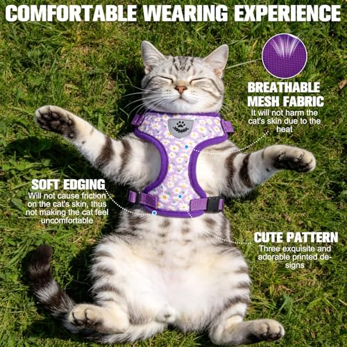 Escape Proof Cat Harness and Leash Set (Daisy / Medium)