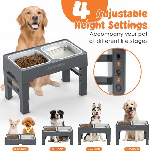 Raised Dog Bowls 4 Height Adjustable Elevated Bowl Stand