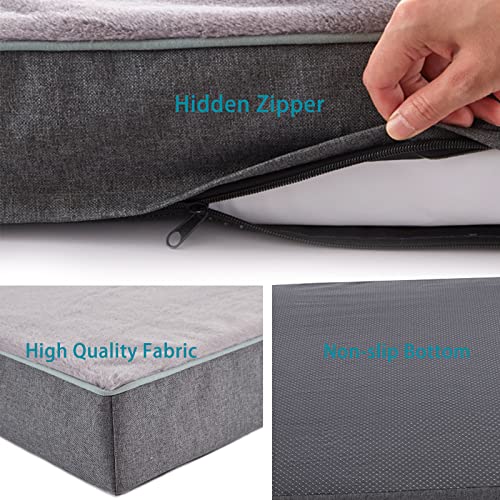 Orthopedic Memory Foam Dog Bed (Purple Grey / Medium-29"x 18" x 3")