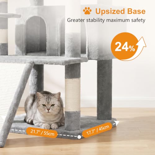 Tall Cat Tree for Large Cat (Light Gray / 75.2 inch)