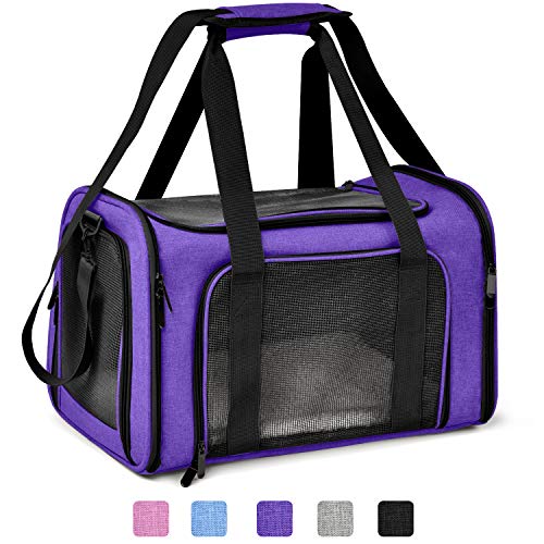Large Cat Carriers Dog Carrier Pet Carrier for Large Cats Dogs Puppies up to 25Lbs (20.0"L x 13.0"W x 13.0"H / Purple)