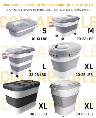 13Lbs Collapsible Dog Food Storage Container (Grey1-13lbs)