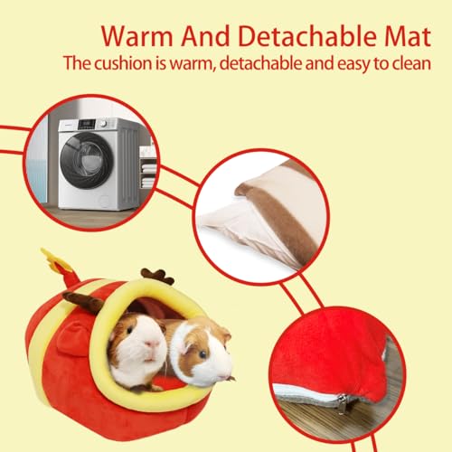 Guinea Pig Bed House & Hideout for Rat Bearded Dragon Hedgehog Ferret to Sleep and Hide (X-Large / 6.Fire dragon)