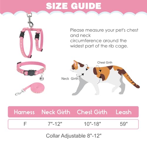 Cat Harness with Leash and Collar Set (Small / Pink)