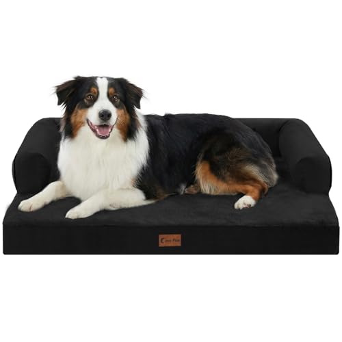 Waterproof Orthopedic Dog Bed for Medium Dogs (Black / 35.0"L x 22.0"W x 7.0"Th)