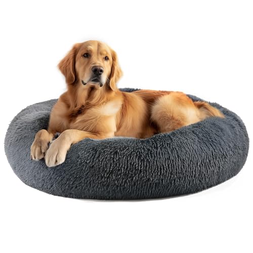 Dog Beds Large Sized Dog and Cats (Dark Grey / 32.0"L x 32.0"W x 8.0"Th)