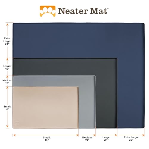 Neater Mat Pet Mats for Food and Water (24"L x 16"W / Light Gray)