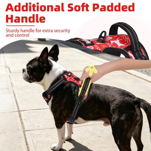 No Pull Christmas Dog Harness Medium Sized (Red(Dense Pattern) / Medium)