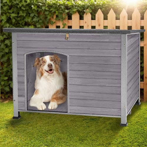 43.3’’ Large Dog House Outdoor Weatherproof Dog Kennel with Upgraded Thickened Metal Frame (Dog House)