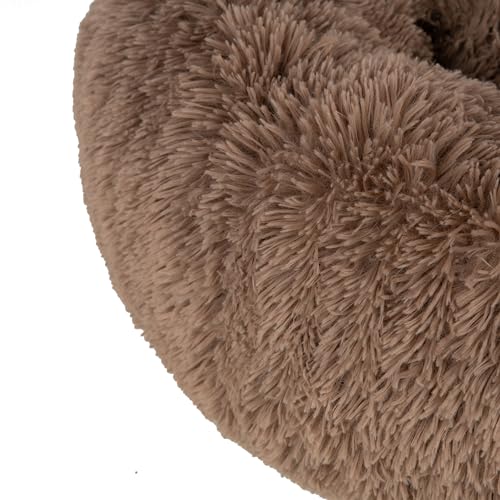 Round Calming Dog Bed for Small (Caramel / 20" x 20" x 6")