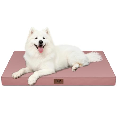 Large Waterproof Orthopedic Dog Bed with Egg Crate Foam (Pink / 41.0"L x 27.0"W x 3.5"Th)
