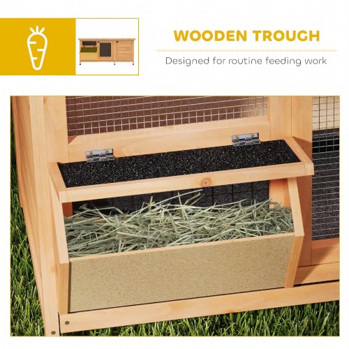 Wooden Rabbit Hutch Bunny Hutch Cage Guinea Pig with Waterproof Roof (Yellow)