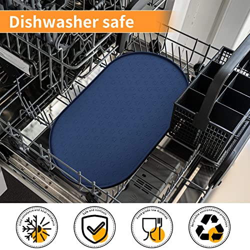 Dog Food Mat Spill (Navy Blue / 19"L x 12"W)