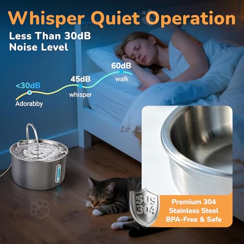 Stainless Steel Cat Water Fountain (Stainless Steel+1 Filter)