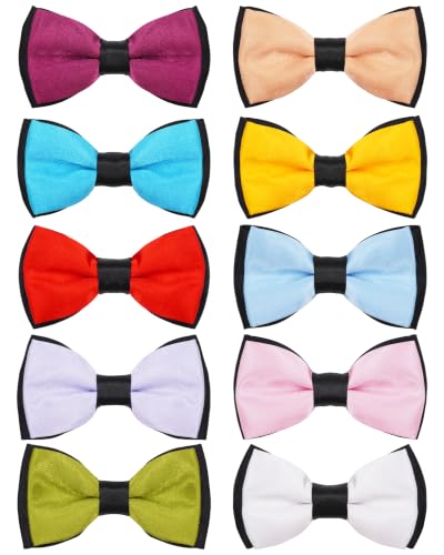10 Pack Mixed Colors Dog Bowties for Large Dogs Sliding on Collar (M/L)