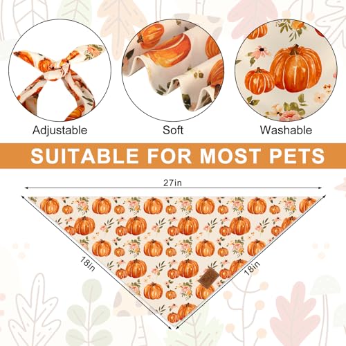 Fall Dog Bandana Pumpkin Floral Pet Scarf Double