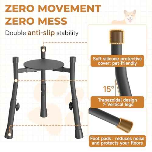 Elevated Dog Bowl Stand for Large Medium Breeds (Black-Taller 4 Heights 2 Pack)
