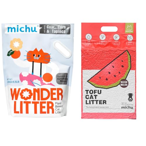 Tofu Cat Litter Natural Clumping Tofu Cat Litter 5.5lb (2 Pack / Watermelon + Wonder Litter)