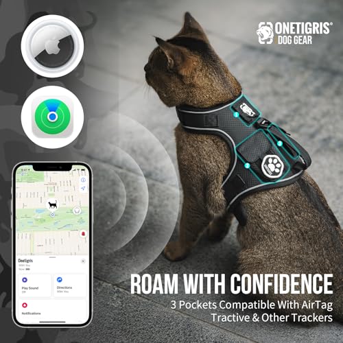 Tactical Cat Harness and Leash Escape Proof Soft Adjustable (Black / XXS:(N:10"-14",C:13"-18",B.L:7.5",W:8-18 lbs))