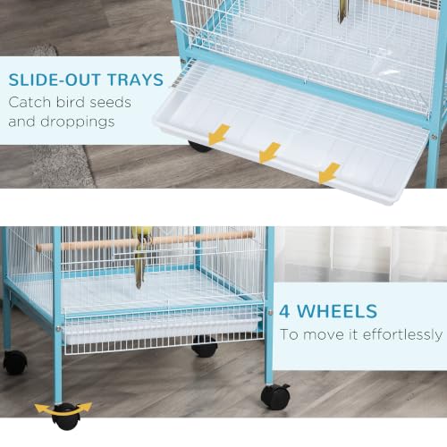 Large Bird Cage 1.7 ft. Width for Wingspan 55" (Light Blue)