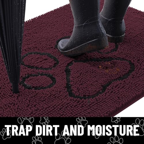 Dog Door Mat for Muddy Paws (30"X20" / Russet and Black)