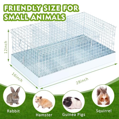 4 Hole Foldable Rabbit Transport Cage (Sliver / 28.9"L x 21.3"W x 3.5"H)